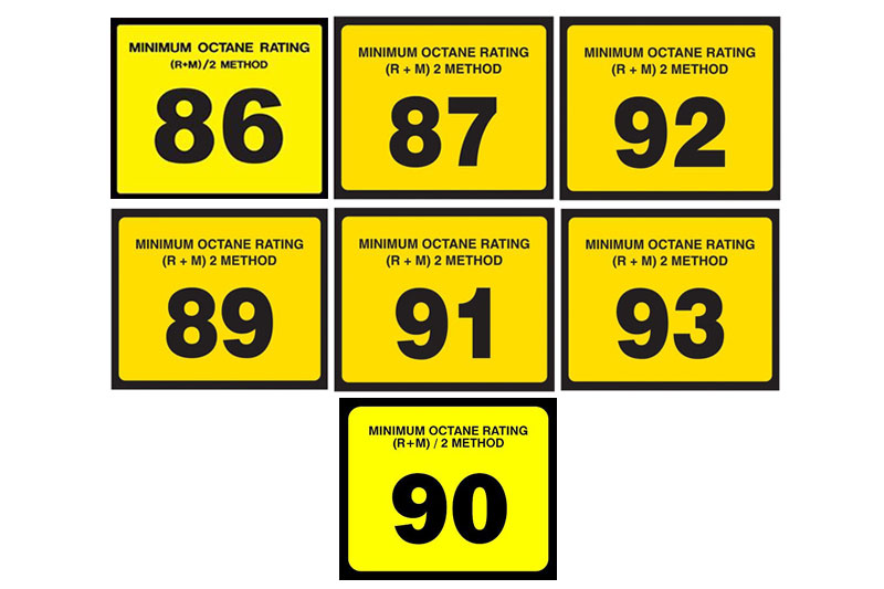 Octane Rating Decals<br>3" X 2.5"