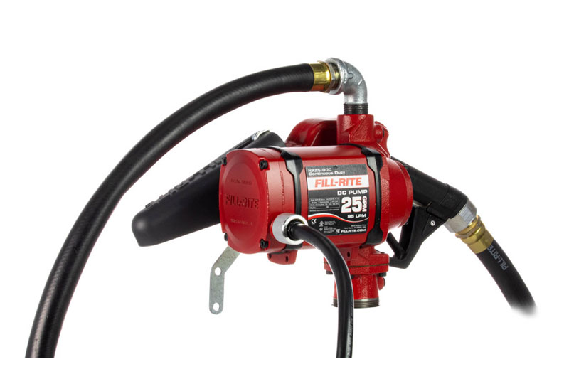 Continuous Duty 12-24V Pump W/Power Cord, Hose & Auto Nozzle 25 GPM