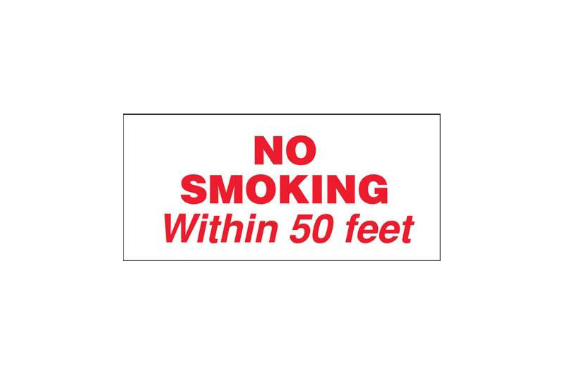 No Smoking With 50 Feet<br>13" X 6"
