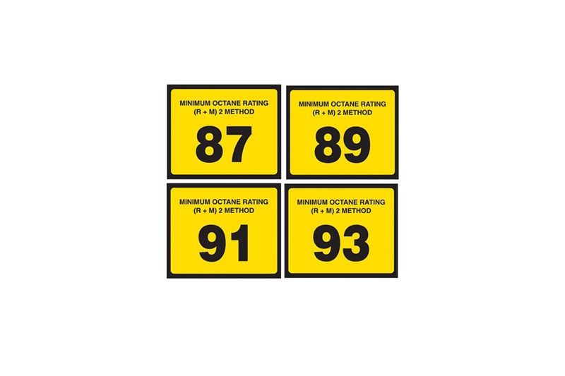 Octane Rating Decals<br>2 1/2" X 1 5/8"