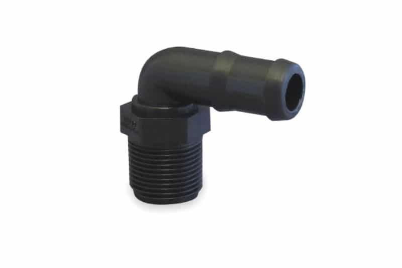 3/4" Hose Barb X 3/4" MNPT & 90 Degree Elbow