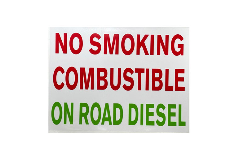 Decal - No Smoking, Combustible, On Road Diesel